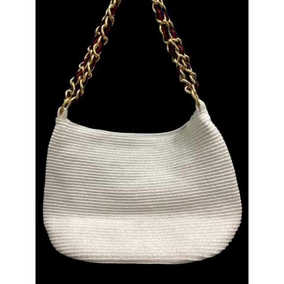 VTG SCALA Purse & Visor Set Women’s One Size Gold Chain Zip Up Purse Cream Color - Picture 6 of 9